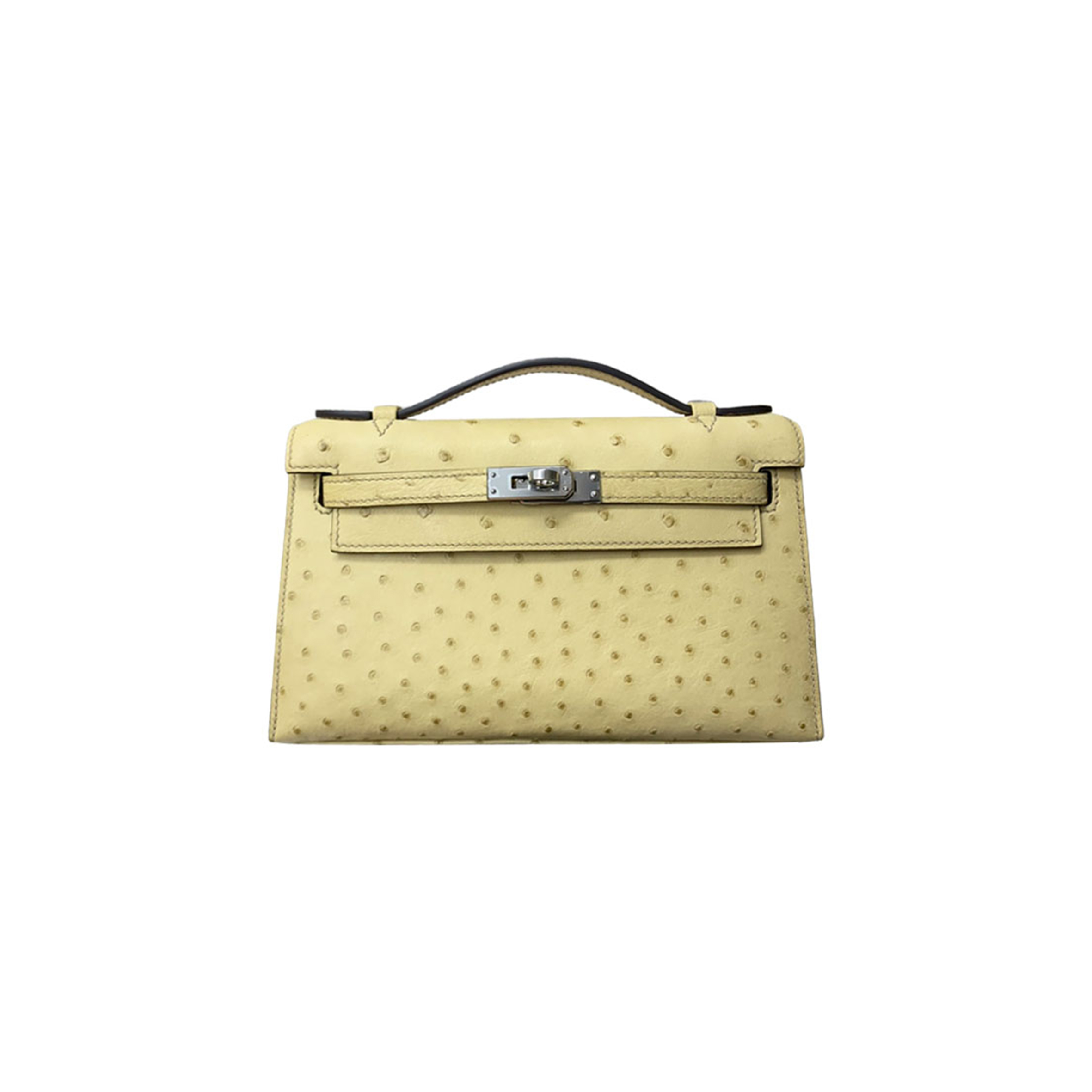 HERMÈS MASTER OSTRICH KELLY POCHETTE WITH GOLD HARDWARE (22*14*7cm) 